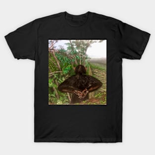 Heart broken Monkey Observes Rainforest Destruction by artist Julie Ann Stricklin T-Shirt